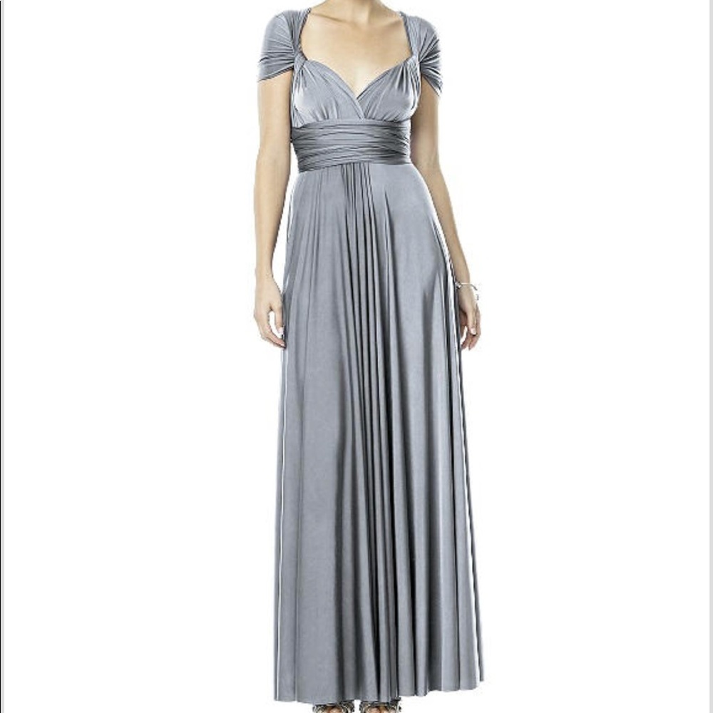 Dessy twist long dress w/chiffon overlay